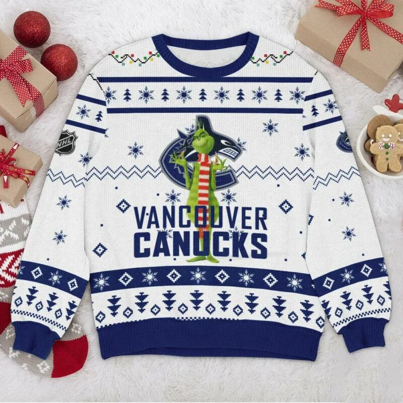 Vancouver Canucks NHL Grinch Ugly Christmas Sweater, NHL Christmas Sweater