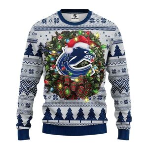 Vancouver Canucks Santa Hat Ugly Christmas Sweater, NHL Christmas Sweater
