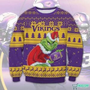 Vikings Grinch Christmas Sweater, Grinch Minnesota Vikings Christmas Sweater