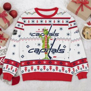 Washington Capitals NHL Grinch Ugly Christmas Sweater, NHL Christmas Sweater