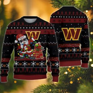 Washington Commanders Santa Claus Dabbing Ugly Christmas Sweater, NFL Christmas Sweater