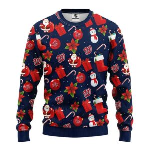 Washington Nationals Santa Claus Snowman Ugly Christmas Sweater, MLB Christmas Sweater