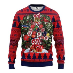 Washington Nationals Tree Christmas Ugly Sweater, MLB Christmas Sweater