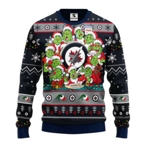 Winnipeg Jets 12 Grinch Xmas Day Ugly Christmas Sweater