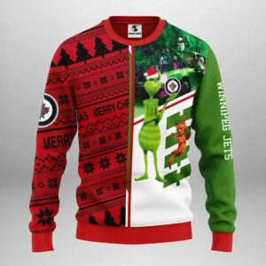Winnipeg Jets Grinch &amp; Scooby?Doo Ugly Christmas Sweater, NHL Christmas Sweater