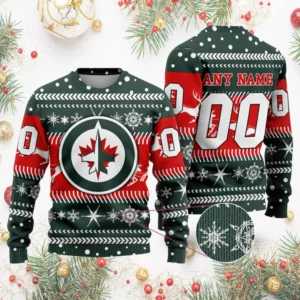 NHL Winnipeg Jets | Personalized Name &amp; Number Unisex Sweater For Christmas Season
