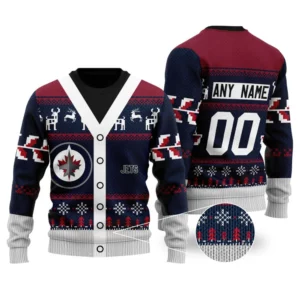 NHL Winnipeg Jets | Personalized Name &amp; Number Unisex Sweater For Christmas Season