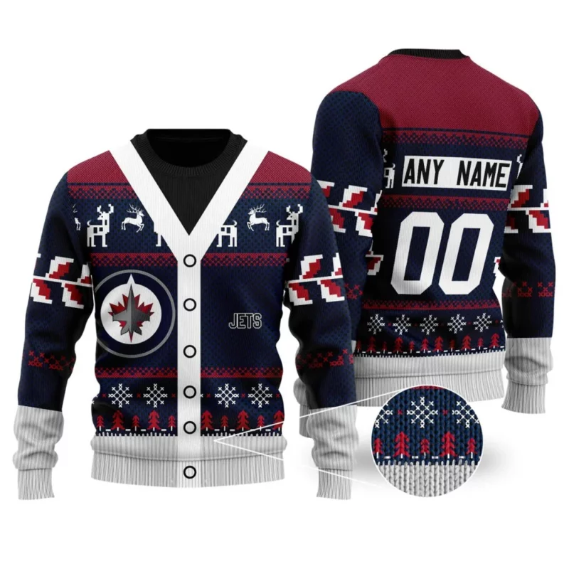 NHL Winnipeg Jets | Personalized Name &amp; Number Unisex Sweater For Christmas Season