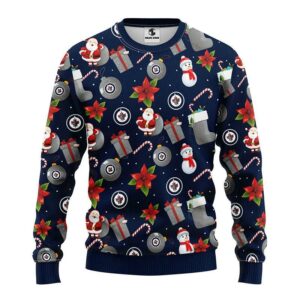Winnipeg Jets Santa Claus Snowman Ugly Christmas Sweater, NHL Christmas Sweater