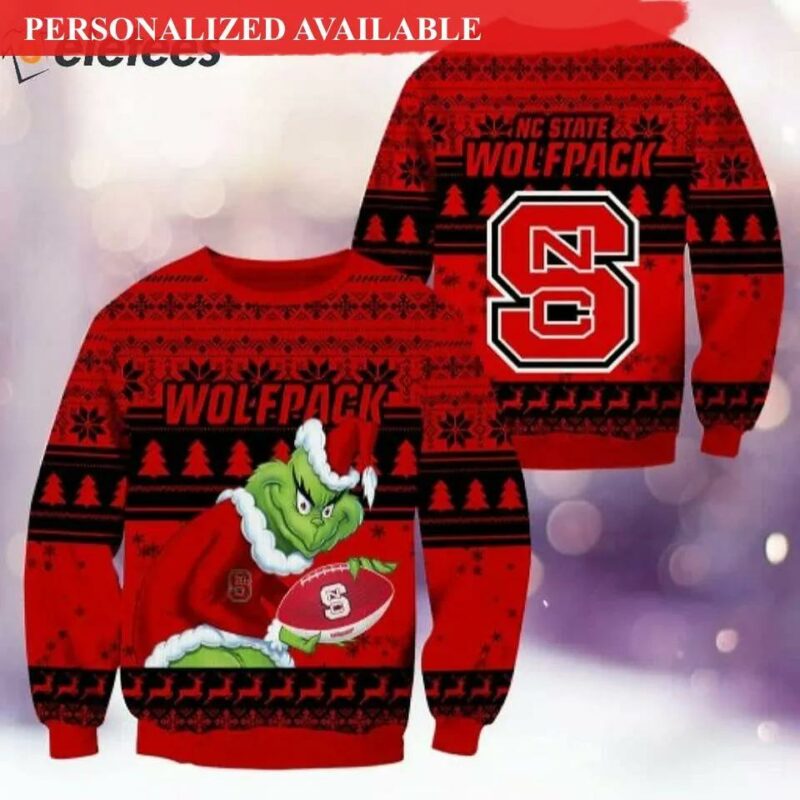 Wolfpack Grinch Ugly Christmas Sweater, NCAA Christmas Sweater