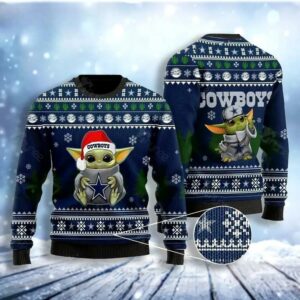 Yoda Baby Love Dallas Cowboys Ugly Christmas Sweater, NFL Christmas Sweater