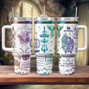 A Court of Silver Flames Book Custom Stanley Quencher 40oz Stainless Steel Tumbler With Handle - Threewoofs