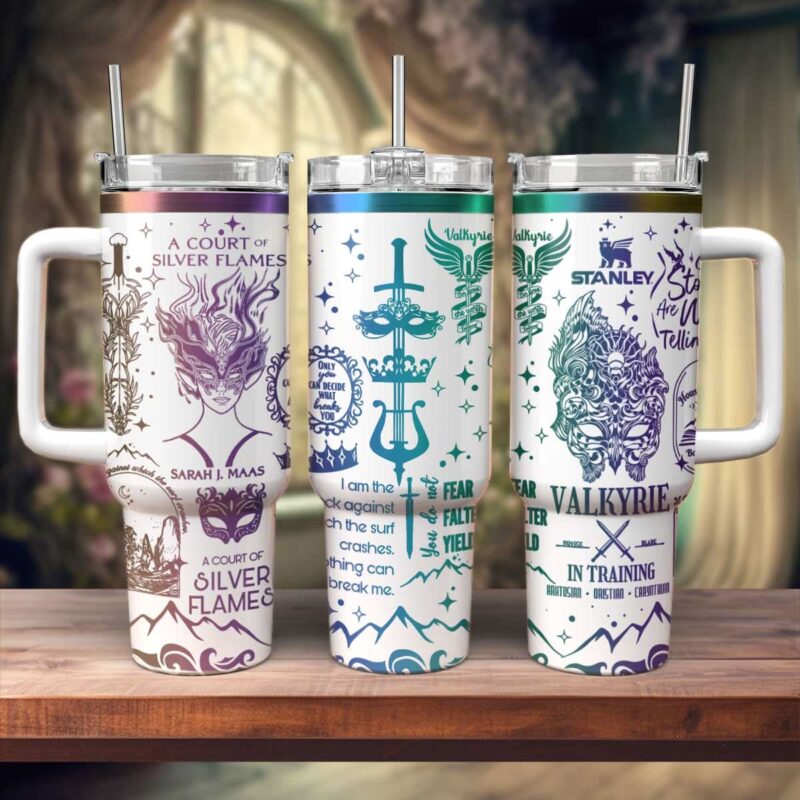 A Court of Silver Flames Book Custom Stanley Quencher 40oz Stainless Steel Tumbler With Handle - Threewoofs