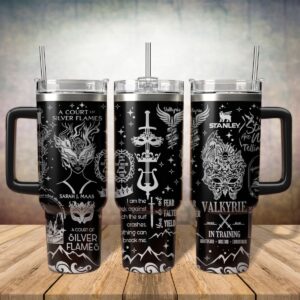 A Court of Silver Flames Book Custom Stanley Quencher 40oz Stainless Steel Tumbler With Handle - Threewoofs