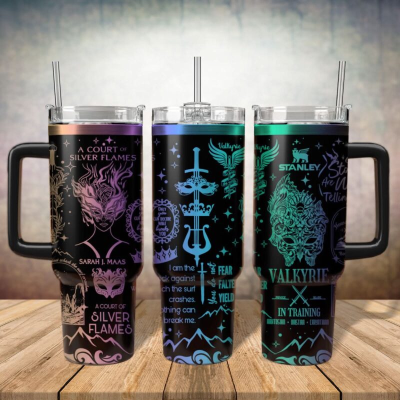 A Court of Silver Flames Book Custom Stanley Quencher 40oz Stainless Steel Tumbler With Handle - Threewoofs