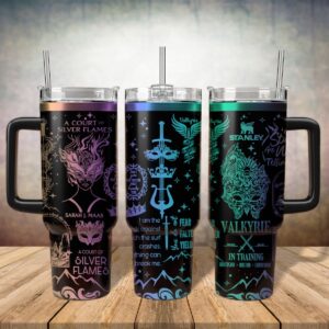 A Court of Silver Flames Book Custom Stanley Quencher 40oz Stainless Steel Tumbler With Handle - Threewoofs