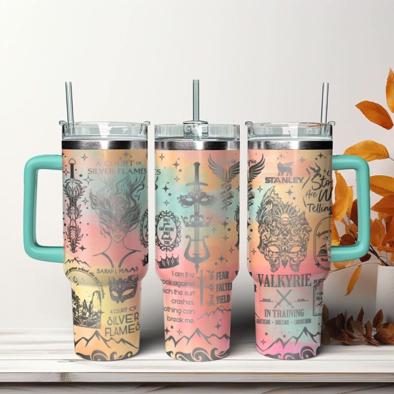 A Court of Silver Flames Book Custom Stanley Quencher 40oz Stainless Steel Tumbler With Handle - Threewoofs