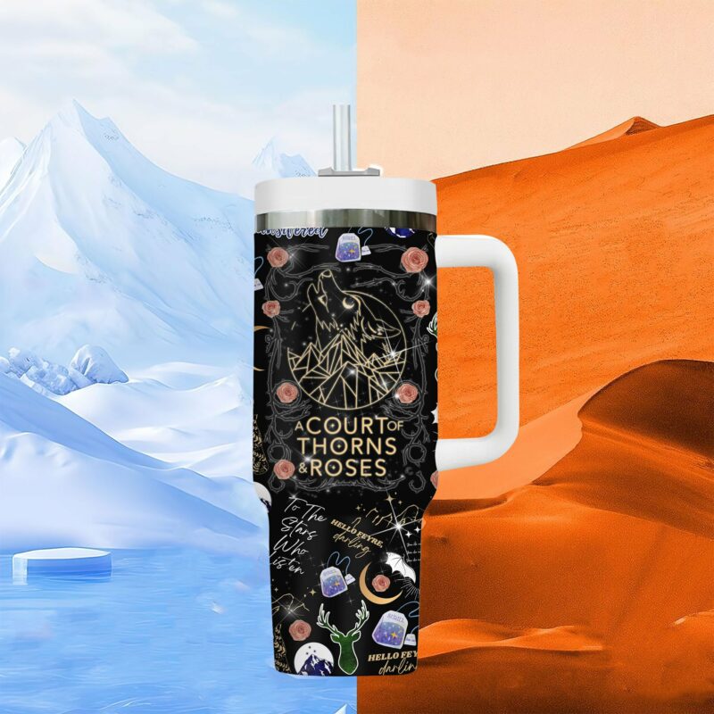 A Court of Thorns and Roses Book Custom Stanley Quencher 40oz Stainless Steel Tumbler With Handle - Threewoofs - Image 2