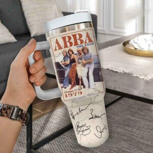 ABBA Music Custom Stanley Quencher 40oz Stainless Steel Tumbler With Handle - Threewoofs