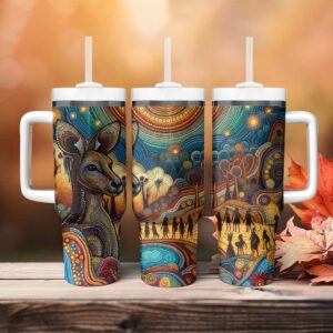 Aboriginal Dreamtime Stories Land Custom Stanley Quencher 40oz Stainless Steel Tumbler With Handle - Threewoofs