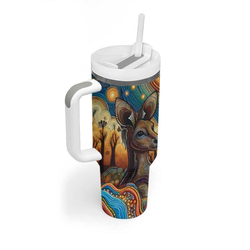 Aboriginal Dreamtime Stories Land Custom Stanley Quencher 40oz Stainless Steel Tumbler With Handle - Threewoofs - Image 3