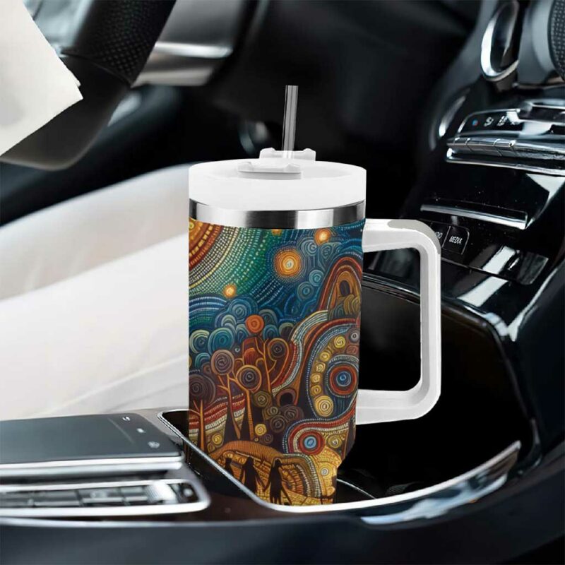 Aboriginal Dreamtime Stories Land Custom Stanley Quencher 40oz Stainless Steel Tumbler With Handle - Threewoofs - Image 8