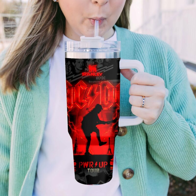 AC/DC Music Custom Stanley Quencher 40oz Stainless Steel Tumbler With Handle - Threewoofs - Image 4