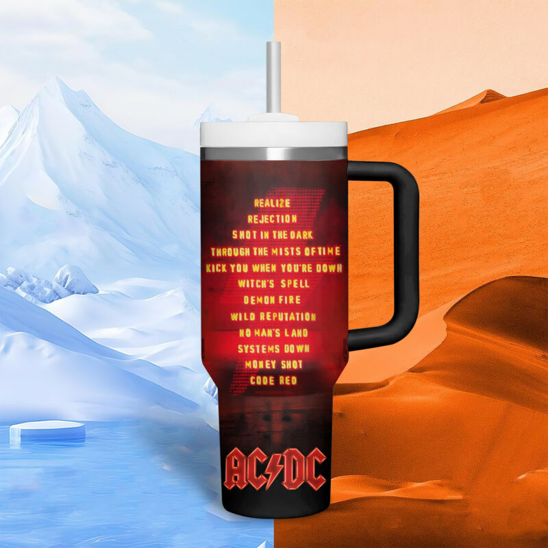 AC/DC Music Custom Stanley Quencher 40oz Stainless Steel Tumbler With Handle - Threewoofs - Image 5