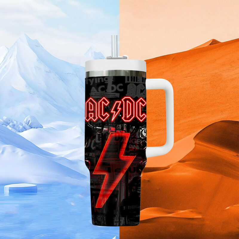 AC/DC Music Custom Stanley Quencher 40oz Stainless Steel Tumbler With Handle - Threewoofs - Image 8