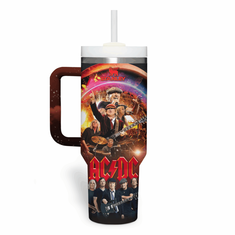 AC/DC Music Custom Stanley Quencher 40oz Stainless Steel Tumbler With Handle - Threewoofs - Image 2