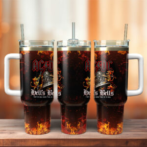 AC/DC Music Custom Stanley Quencher 40oz Stainless Steel Tumbler With Handle - Threewoofs