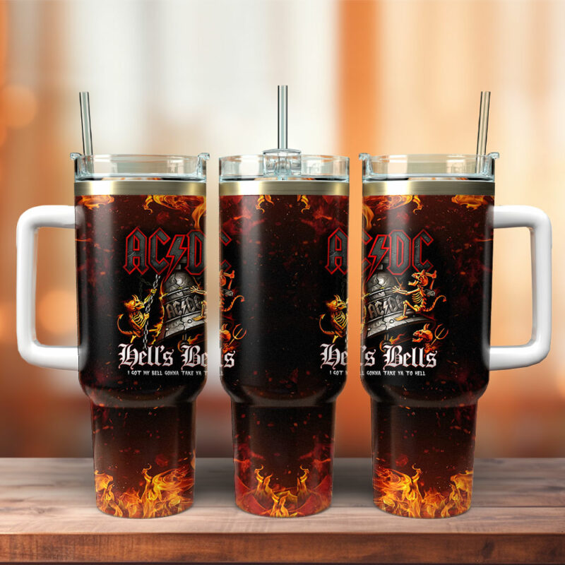 AC/DC Music Custom Stanley Quencher 40oz Stainless Steel Tumbler With Handle - Threewoofs