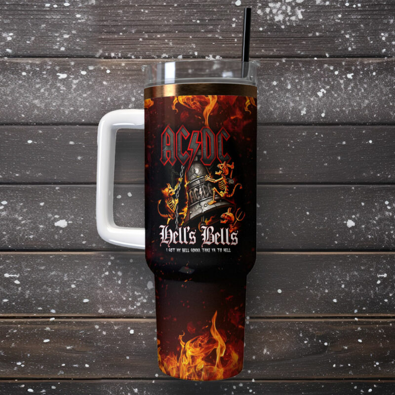 AC/DC Music Custom Stanley Quencher 40oz Stainless Steel Tumbler With Handle - Threewoofs - Image 2