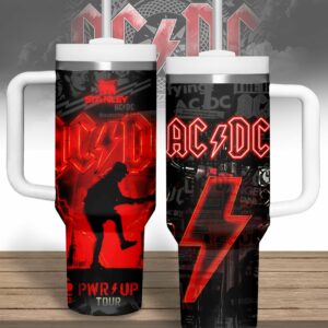AC/DC Music Custom Stanley Quencher 40oz Stainless Steel Tumbler With Handle - Threewoofs