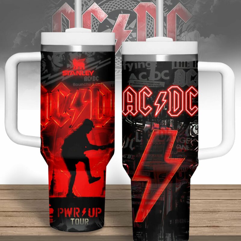 AC/DC Music Custom Stanley Quencher 40oz Stainless Steel Tumbler With Handle - Threewoofs