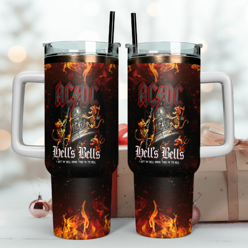 AC/DC Music Custom Stanley Quencher 40oz Stainless Steel Tumbler With Handle - Threewoofs - Image 4