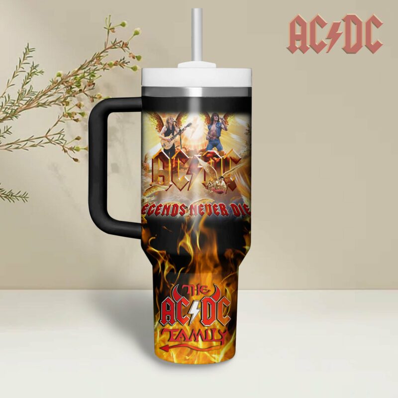 AC/DC Music Custom Stanley Quencher 40oz Stainless Steel Tumbler With Handle - Threewoofs - Image 2