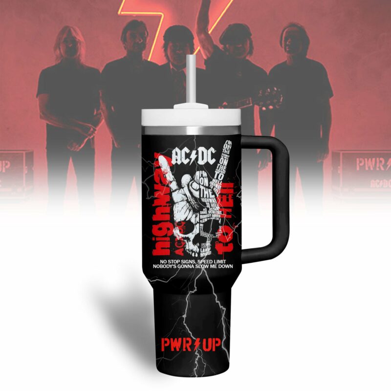 AC/DC Music Custom Stanley Quencher 40oz Stainless Steel Tumbler With Handle - Threewoofs - Image 2