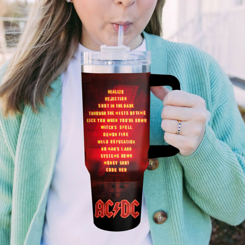 AC/DC Music Custom Stanley Quencher 40oz Stainless Steel Tumbler With Handle - Threewoofs - Image 7