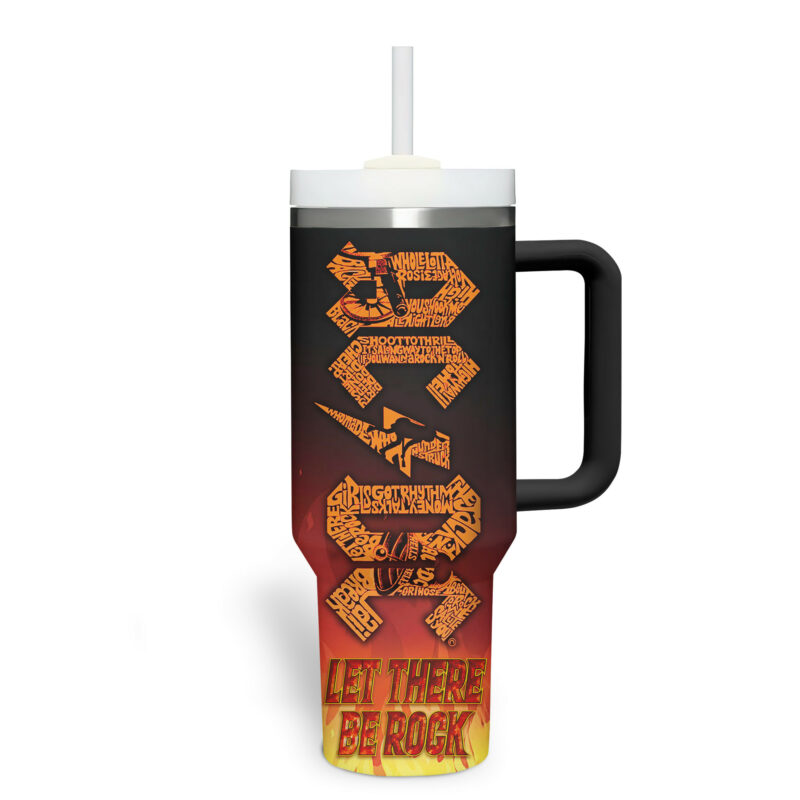 AC/DC Music Custom Stanley Quencher 40oz Stainless Steel Tumbler With Handle - Threewoofs - Image 4
