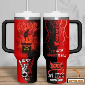 AC/DC Music Custom Stanley Quencher 40oz Stainless Steel Tumbler With Handle - Threewoofs