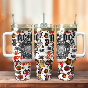 AC/DC Music Custom Stanley Quencher 40oz Stainless Steel Tumbler With Handle - Threewoofs