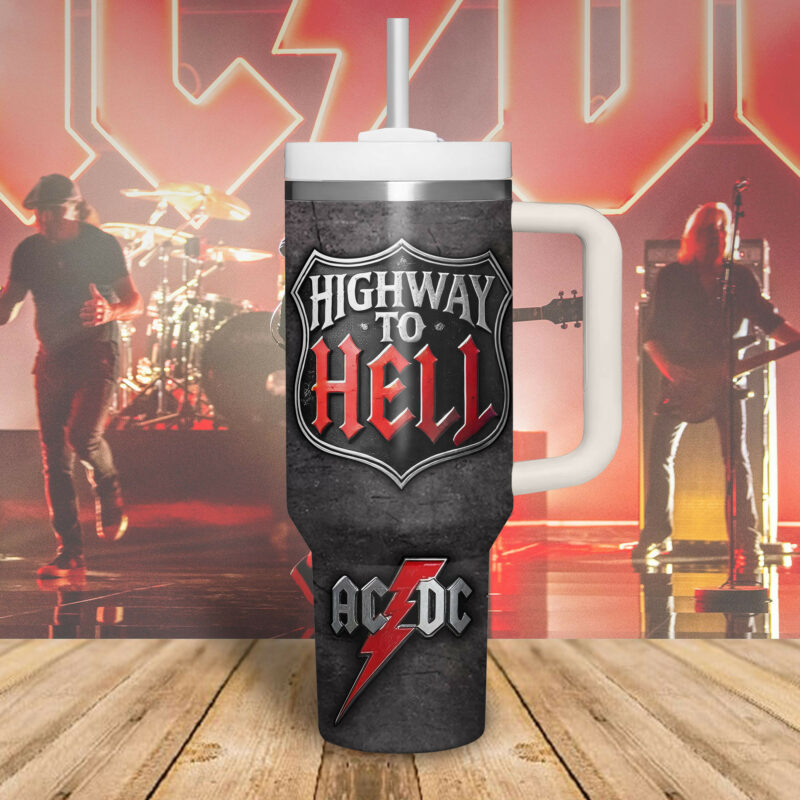 AC/DC Music Custom Stanley Quencher 40oz Stainless Steel Tumbler With Handle - Threewoofs - Image 3
