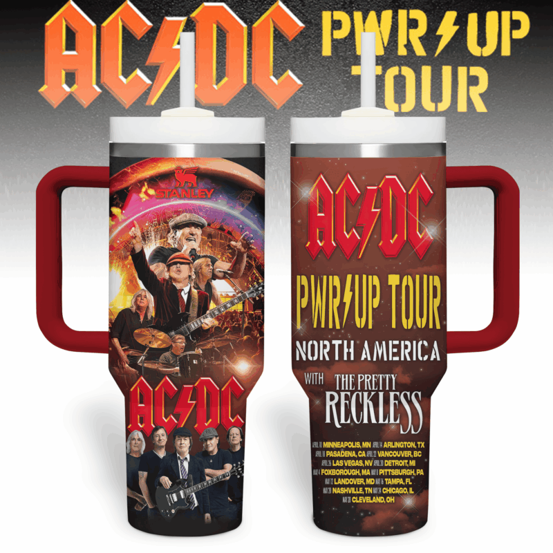 AC/DC Music Custom Stanley Quencher 40oz Stainless Steel Tumbler With Handle - Threewoofs