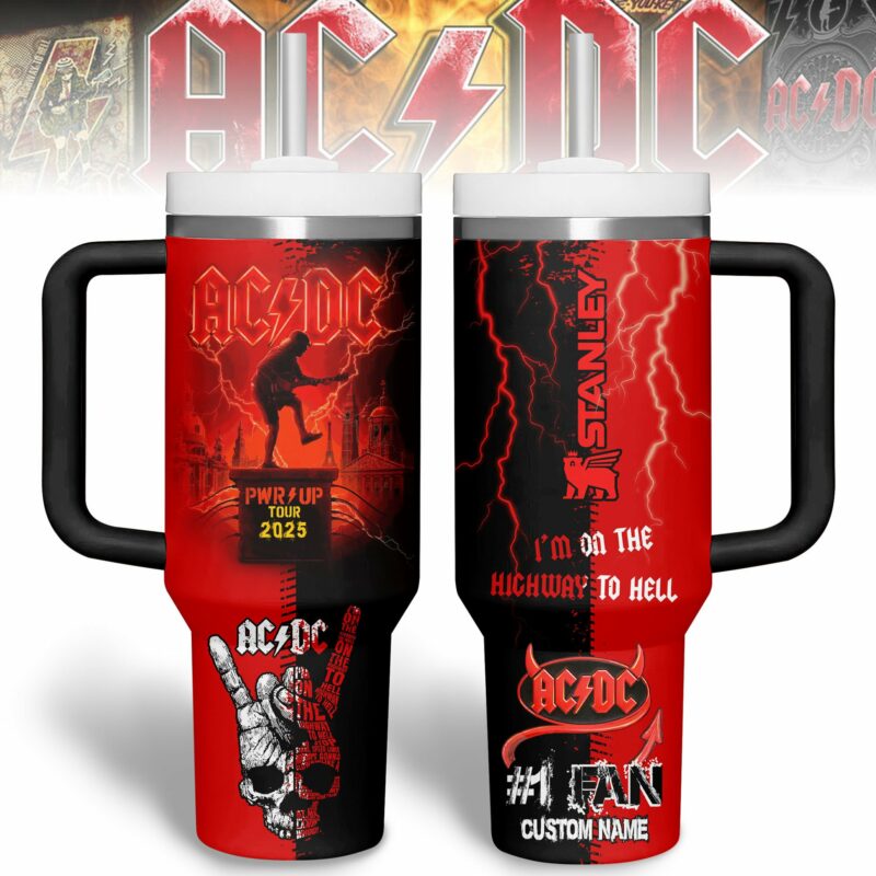 AC/DC Music Custom Stanley Quencher 40oz Stainless Steel Tumbler With Handle - Threewoofs - Image 2