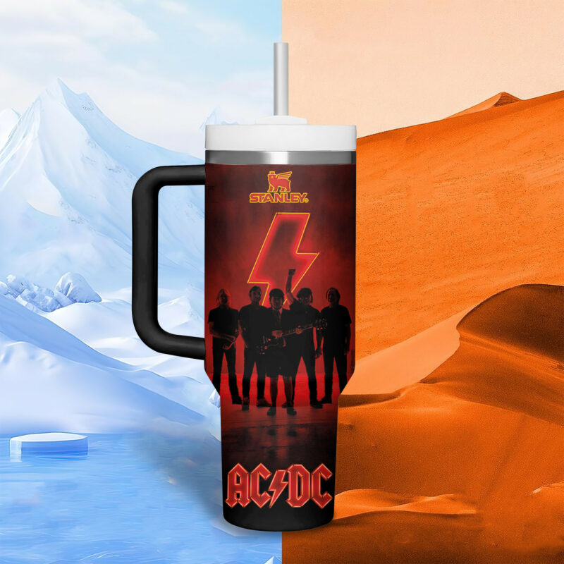 AC/DC Music Custom Stanley Quencher 40oz Stainless Steel Tumbler With Handle - Threewoofs - Image 4