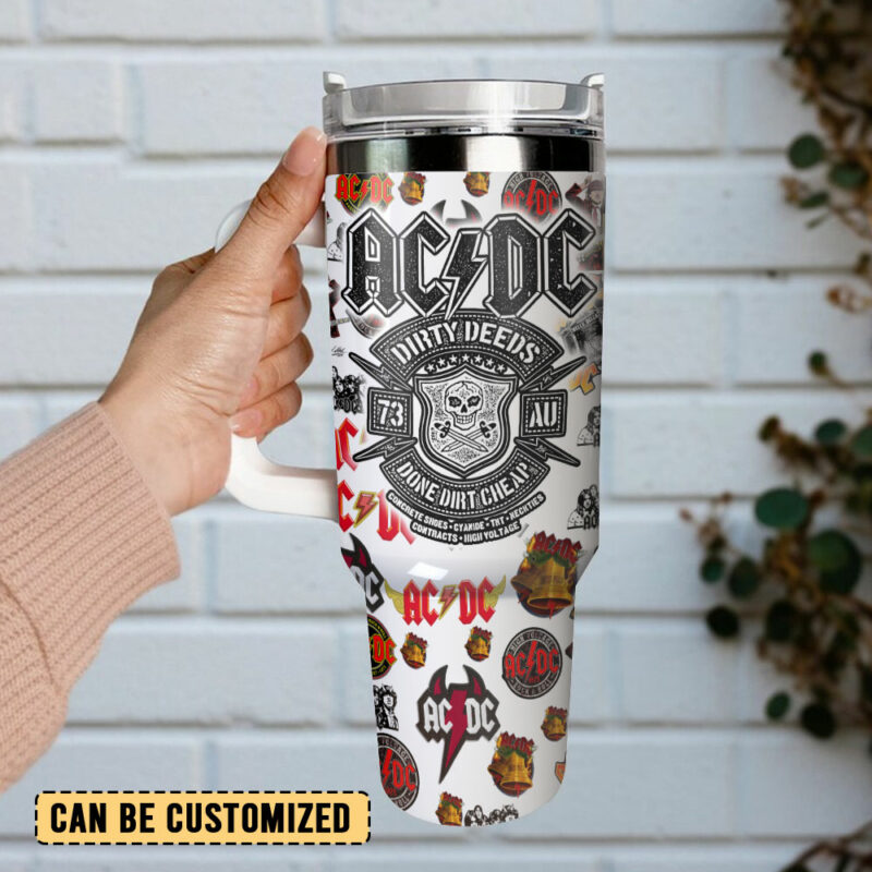 AC/DC Music Custom Stanley Quencher 40oz Stainless Steel Tumbler With Handle - Threewoofs - Image 3