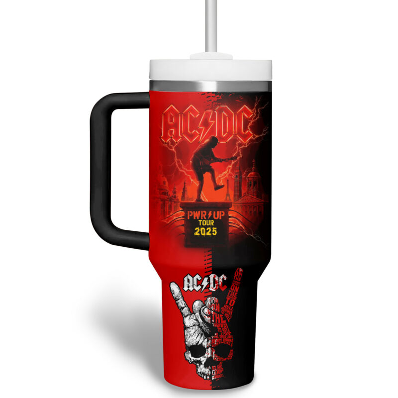 AC/DC Music Custom Stanley Quencher 40oz Stainless Steel Tumbler With Handle - Threewoofs - Image 4
