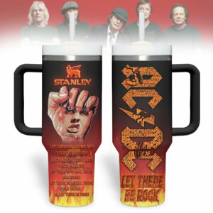 AC/DC Music Custom Stanley Quencher 40oz Stainless Steel Tumbler With Handle - Threewoofs
