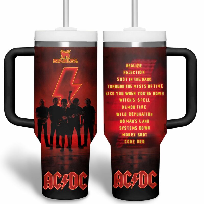 AC/DC Music Custom Stanley Quencher 40oz Stainless Steel Tumbler With Handle - Threewoofs - Image 2